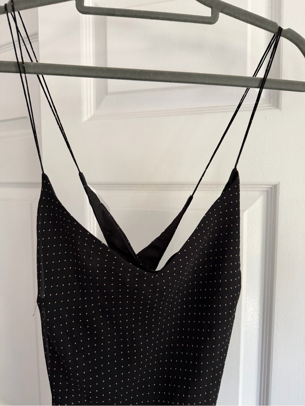 Lauren Ralph Lauren 100% Silk Black Polka Dot Low Back Slip Maxi Dress 10 - Picture 6 of 11